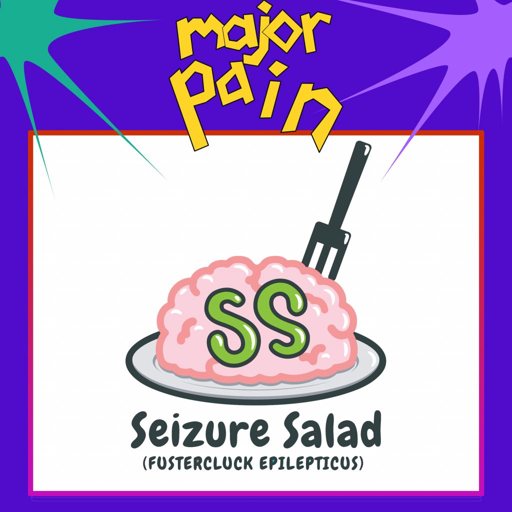 Podcast artwork from Seizure Salad, hosted by our guest Micah. He discusses his adult onset epilepsy, and how an RNS device has made him seizure free.