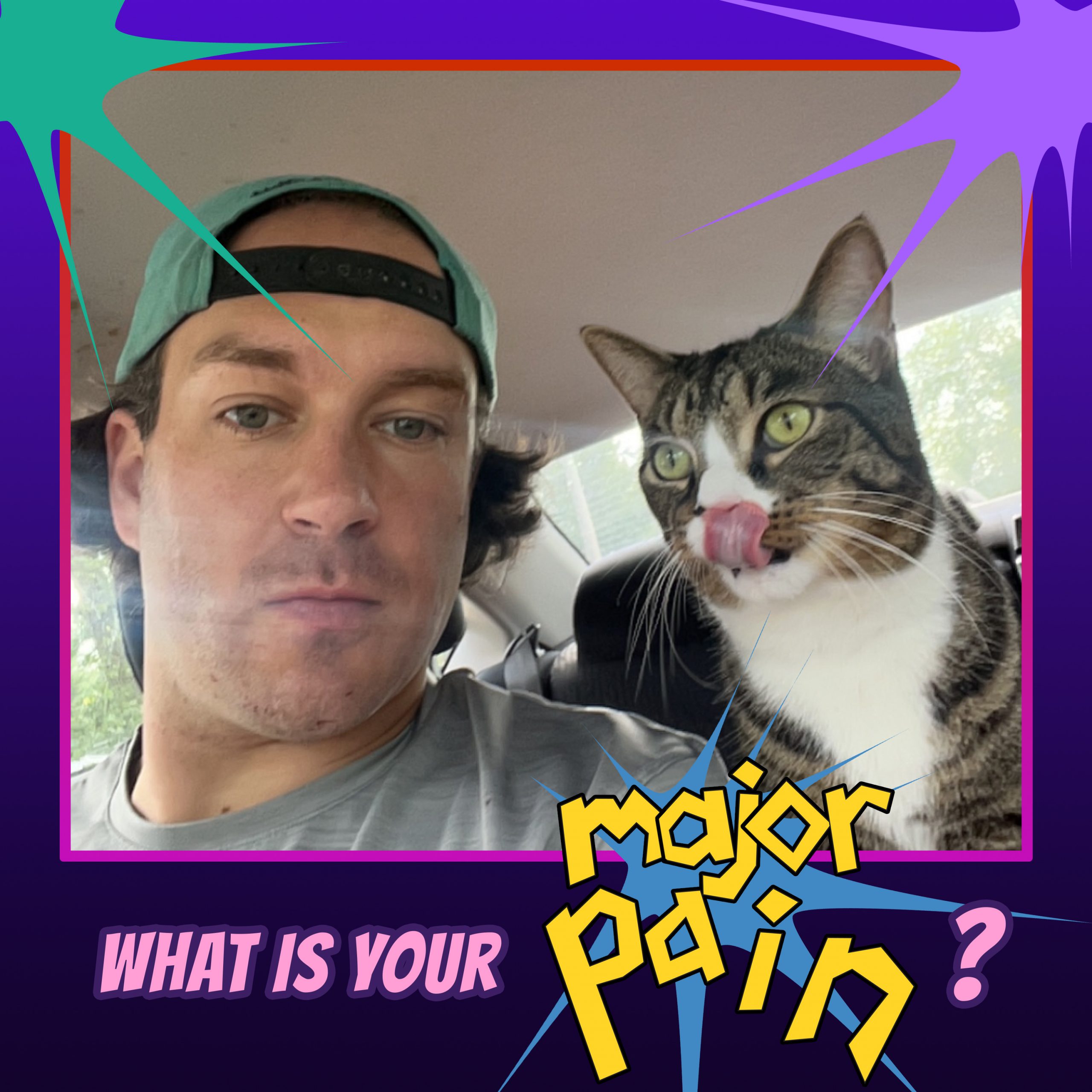 A photo of podcast guest Mark and his cat. Mark discusses small fiber neuropathy with dysautonomia