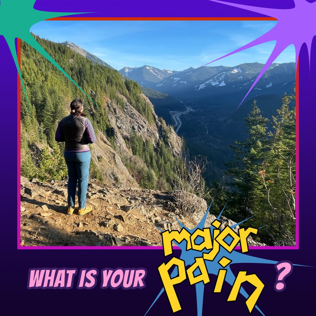 A photo of Rho on a nature hike, who is featured in this week's chronic illness podcast