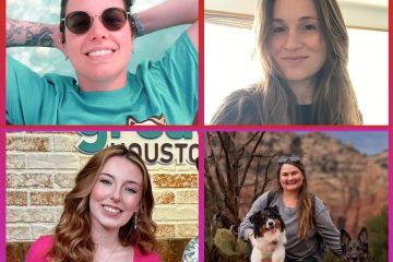 A photo of podcast guests Danni, Courtney, Joan and Kaitlyn who bring updates to their chronic illness journeys.