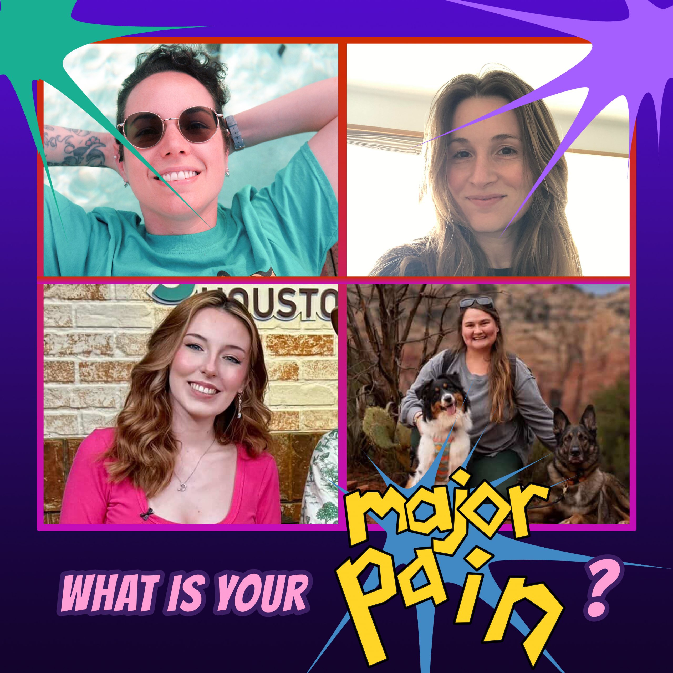 A photo of podcast guests Danni, Courtney, Joan and Kaitlyn who bring updates to their chronic illness journeys.